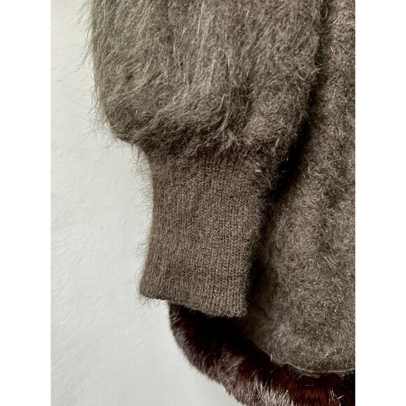 Vintage 80s Belldini Rabbit Fur Wool Sweater Jacket | Oversized Fur Coat |Size L - Picture 7 of 10